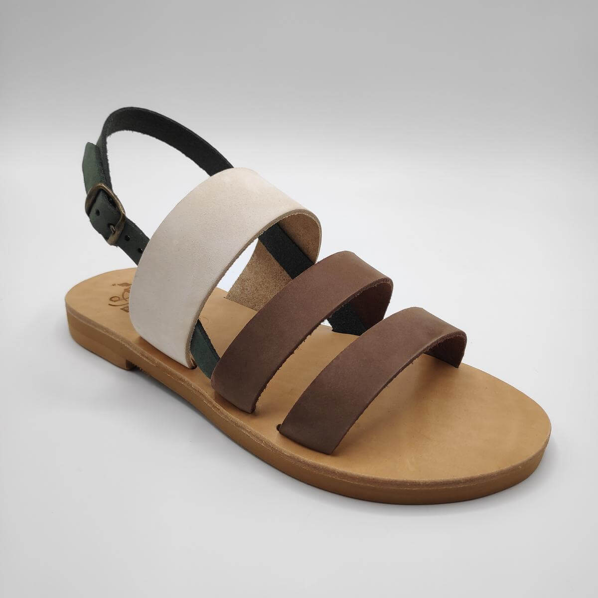 Athena Leather Slingback Flat Sandal - Leather Sandals | Pagonis Greek  Sandals