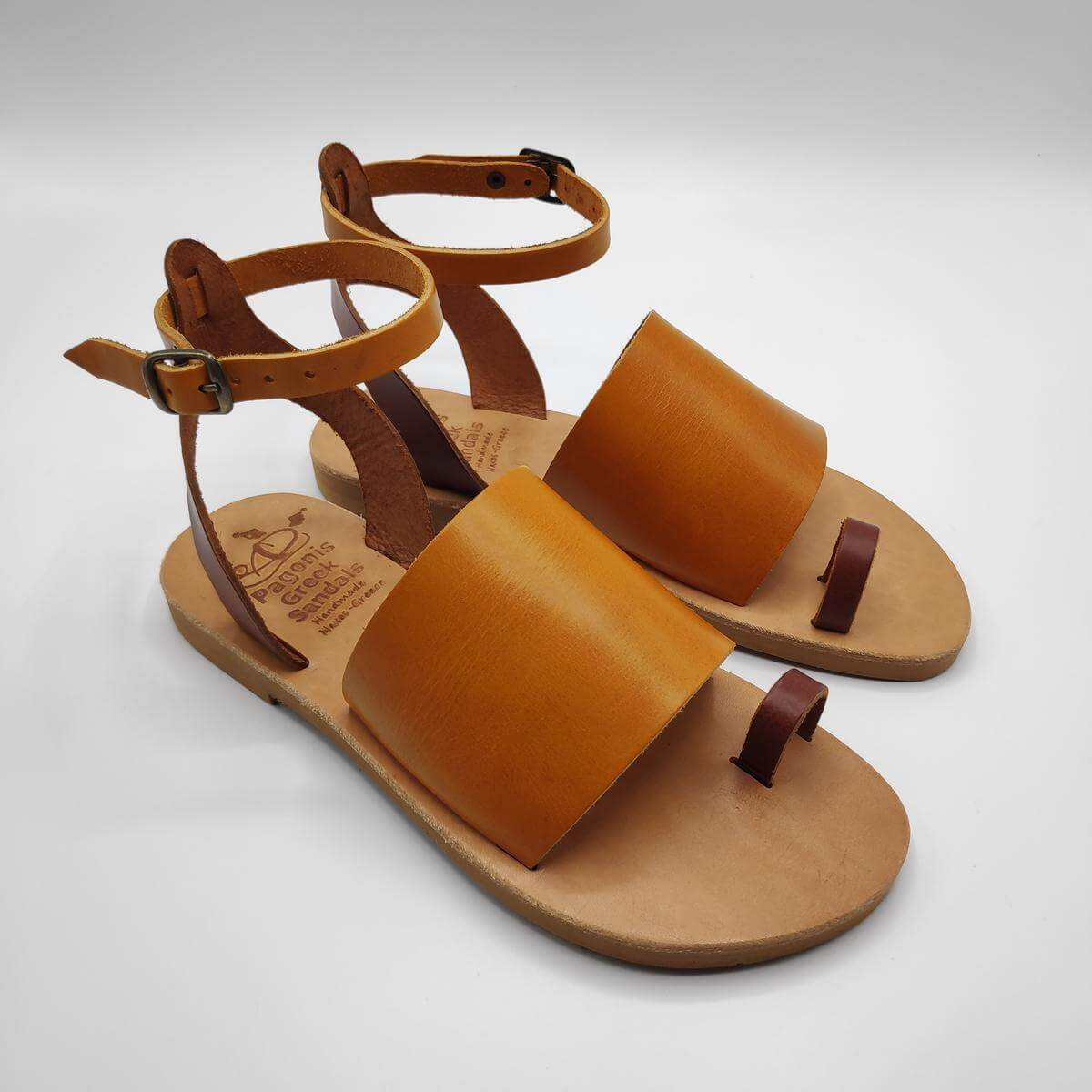 wide strap leather sandal yellow