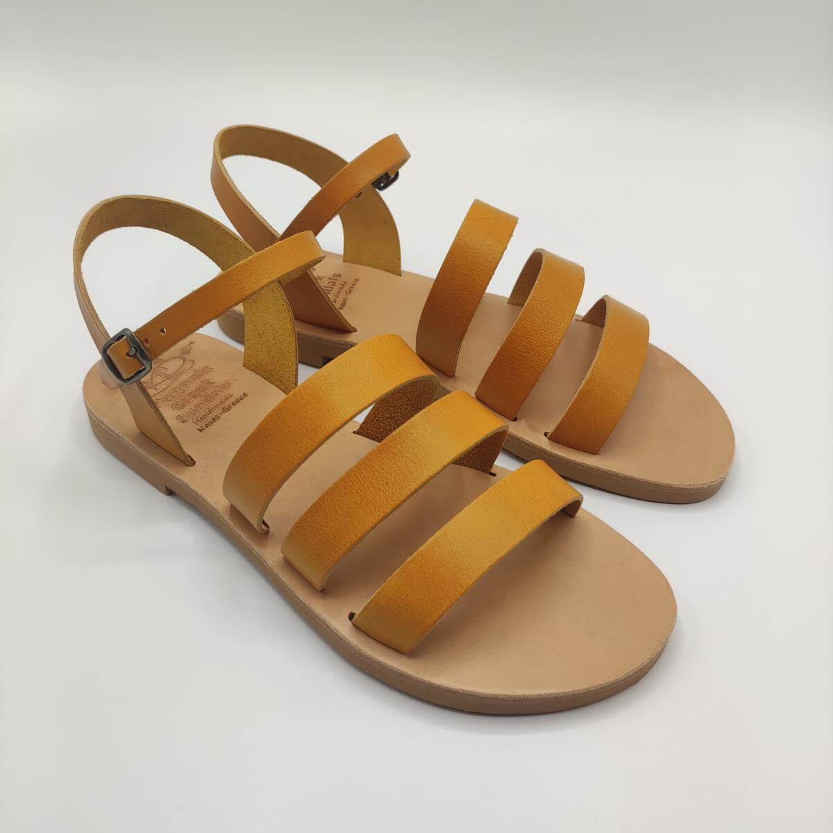 women leather sandals yellow